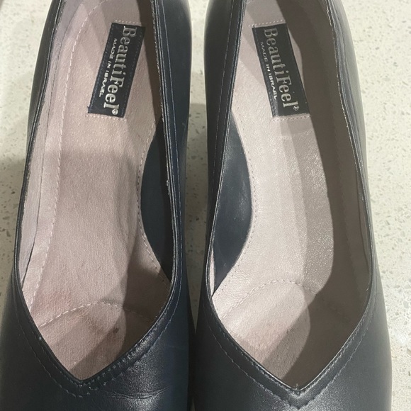 BeautiFeel Shoes Beaufeel Womens Navy Blue Leather Pumps Classic